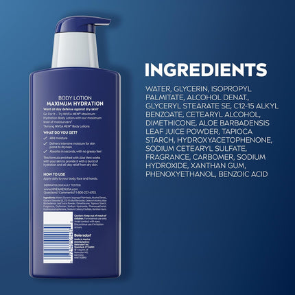 MEN Real Madrid Limited Edition Maximum Hydration Body Lotion for Dry Skin with Aloe Vera, 3-in-1 Formula for Body, Face, and Hands, 16.9 Fl Oz Bottle, Pack of 2