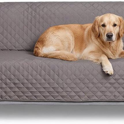 Water-Resistant Sofa Cover for Dogs & Cats, Reversible Couch Protector with Secure Straps and Pinsonic Quilted Fabric, Machine Washable Couch Cover, Large Sofa, Gray Mist