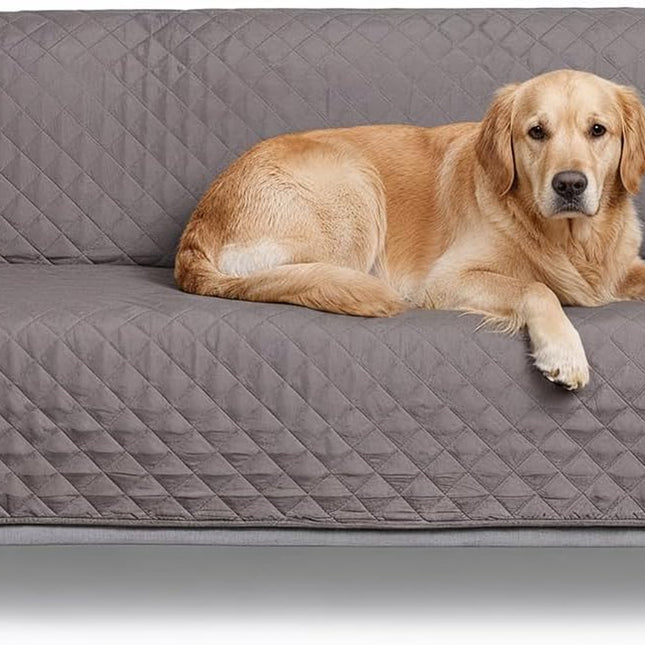 Water-Resistant Sofa Cover for Dogs & Cats, Reversible Couch Protector with Secure Straps and Pinsonic Quilted Fabric, Machine Washable Couch Cover, Large Sofa, Gray Mist