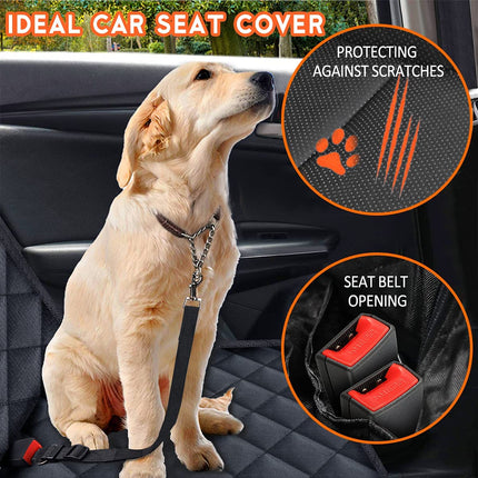 Waterproof Dog Car Seat Cover - Non-Slip Back Seat Protector for Pets, Fits Most Cars, Trucks, and SUVs - Black