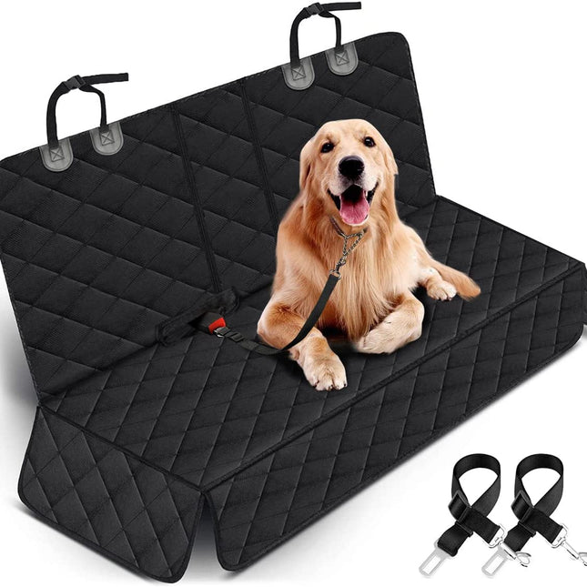 Waterproof Dog Car Seat Cover - Non-Slip Back Seat Protector for Pets, Fits Most Cars, Trucks, and SUVs - Black