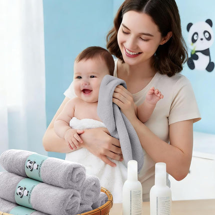 Baby Washcloths, Rayon Made from Bamboo - 2 Layer Ultra Soft Absorbent Newborn Bath Face Towel - Reusable Baby Wipes for Delicate Skin - Grey, 6 Pack