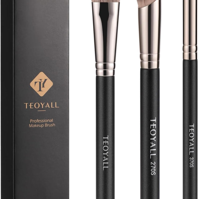 Contour Conceal Brush Set, 3PCS Angled Synthetic under Eye Concealer Brush for Blending Setting Buffing with Liquid, Cream and Powder Cosmetic