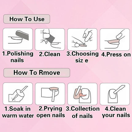 French Tip Press on Nails - Square Medium Long Brown Pink Heart Rhinestone False Nails - Women'S Glue on Acrylic Gel Stick on Glitter Fantasy Wedding Birthday
