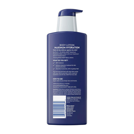 MEN Real Madrid Limited Edition Maximum Hydration Body Lotion for Dry Skin with Aloe Vera, 3-in-1 Formula for Body, Face, and Hands, 16.9 Fl Oz Bottle, Pack of 2