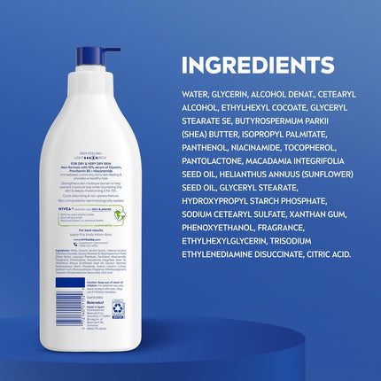Intense Healing Body Lotion for Very Dry and Itchy Skin with Glycerin, Provitamin B5, and Niacinamide - 72-Hour Moisturizer, 16.9 Fl Oz Pump Bottle