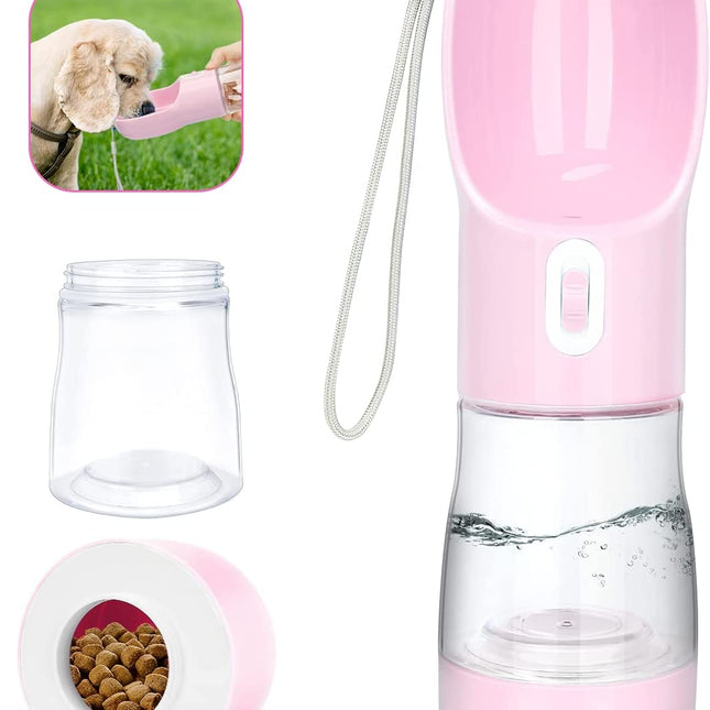Dog Water Bottle & Food Dispenser, Portable, Leak-Proof, Lightweight, Easy to Clean, Perfect for Walking & Traveling