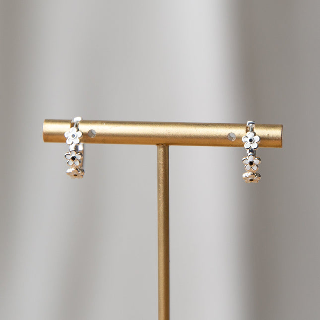 Silver In Bloom Huggie Hoop by Downeast