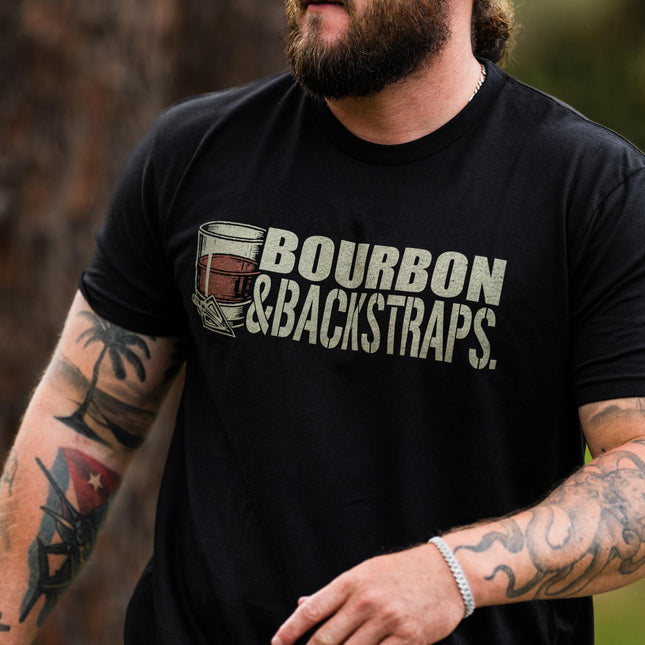 "Bourbon & Backstraps" Tee by Bow Crew Apparel - Bow Hunting Lifestyle Apparel