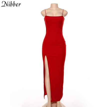 Nibber red black New year christmas party long dresses women spring Basic bodycon lace up stretch Slim midi dresses femme by Gilded Grace