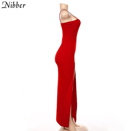 Nibber red black New year christmas party long dresses women spring Basic bodycon lace up stretch Slim midi dresses femme by Gilded Grace