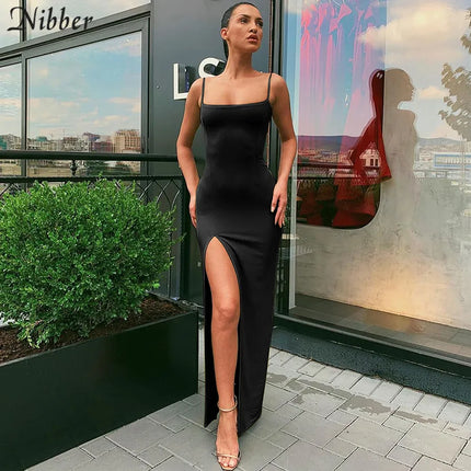 Nibber red black New year christmas party long dresses women spring Basic bodycon lace up stretch Slim midi dresses femme by Gilded Grace