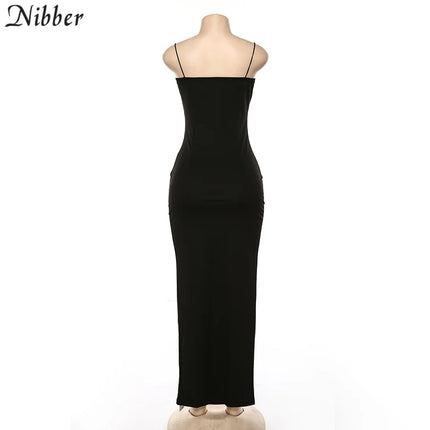 Nibber red black New year christmas party long dresses women spring Basic bodycon lace up stretch Slim midi dresses femme by Gilded Grace