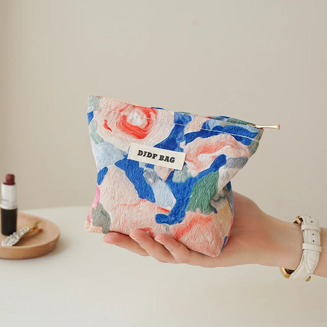 Colorful Checkered Women's Makeup Bag Large Capacity Makeup Lipstick Storage Bag Portable Travel Toiletry Bag Commuter Clutch by Gilded Grace