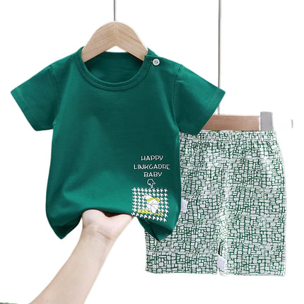 Summer Casual Baby Set Dinosaur Style Stripe T-shirt+Shorts 2Pcs Clothes for Boys Girls Soft Cotton Infant Outfit by Gilded Grace