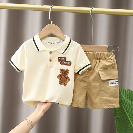 Baby Boy Clothes Set T-shirt+Shorts Kids Boy Summer Clothing Set Cute Cartoon Baby Boy Outfit Set Infant Toddler Tee Shirt Pants by Gilded Grace