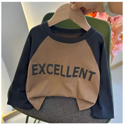 New Autumn Girls and Boys Long Sleeve T-shirt Base Shirt Letter Korean Style Children Clothing by Gilded Grace