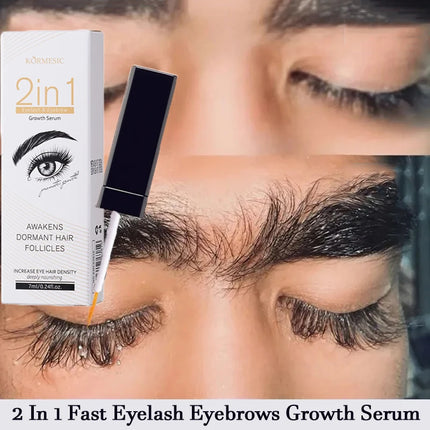 2 In 1 Fast Eyelash Eyebrows Growth Serum 7 Days Natural Eyelash Enhancer Longer Fuller Thicker Curling Lengthening Lash Makeup by Gilded Grace