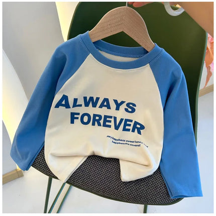 New Autumn Girls and Boys Long Sleeve T-shirt Base Shirt Letter Korean Style Children Clothing by Gilded Grace