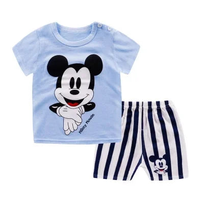 Summer T-shirt Shorts Children's Short Sleeve Set Cotton Tees Pants Tracksuits Boys And Girls Babies Clothes Casual Two Piece by Gilded Grace