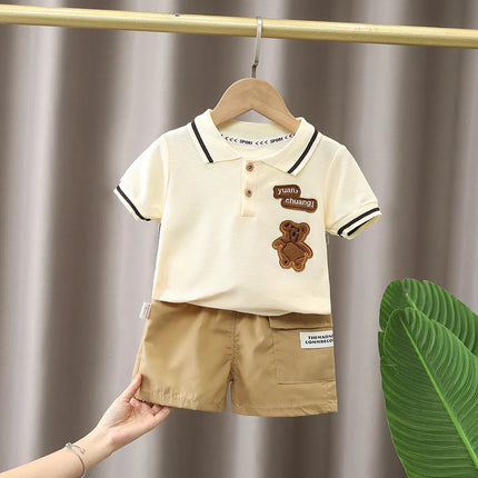 Baby Boy Clothes Set T-shirt+Shorts Kids Boy Summer Clothing Set Cute Cartoon Baby Boy Outfit Set Infant Toddler Tee Shirt Pants by Gilded Grace