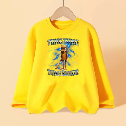 Italian Brainrot Long Sleeve T-shirt for Children Spring and Autumn Cotton Shirt for Boys Girls Cartoon Tops 3-14T by Gilded Grace