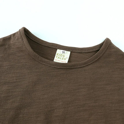 Autumn Boy Girl Baby O-neck Solid Bottoming Shirt Children Simple Casual Long Sleeves T-shirt Kid Cotton Tops Infant Unique Tees by Gilded Grace