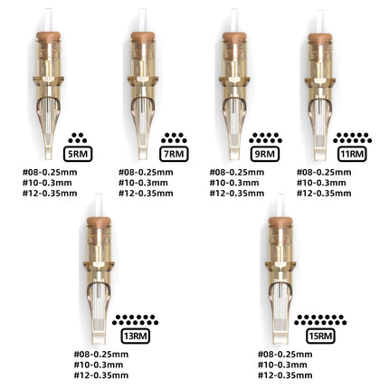 Ambition Premium RM Tattoo Cartridge Needle Round Magnum 20pcs/lot Disposable Sterilized for Tattoo Machine and Permanent Makeup by Gilded Grace