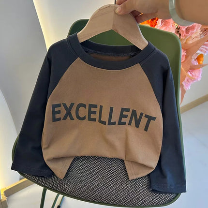 New Autumn Girls and Boys Long Sleeve T-shirt Base Shirt Letter Korean Style Children Clothing by Gilded Grace