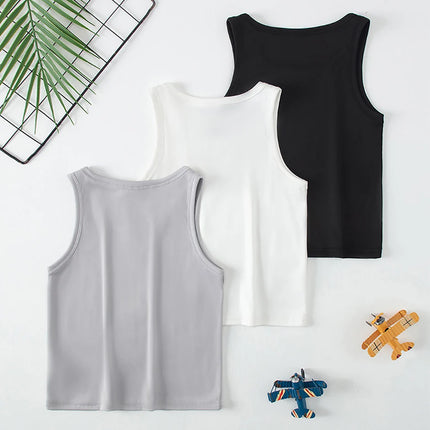 1/3/4 Pcs Children's Four Seasons Thin Solid Color Joker Vest Boy Loose And Comfortable Bottoming Shirt girl Sweet And Lovely T by Gilded Grace