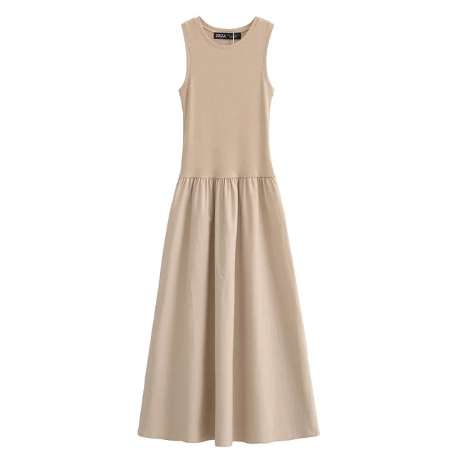 HXAO Women's Black Long Dresses 2025 Spring Sleeveless Elegant Dresses Fashion Casual Vintage Party Khaki Dresses Vestidos by Gilded Grace
