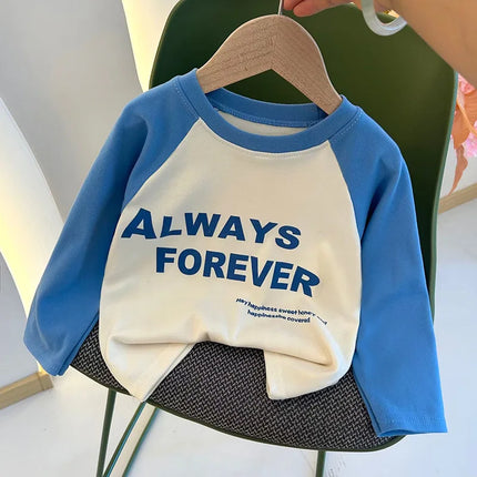 New Autumn Girls and Boys Long Sleeve T-shirt Base Shirt Letter Korean Style Children Clothing by Gilded Grace