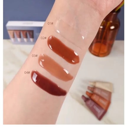 4-piece Lip Gloss Set Complete, Exquisite, Practical, Comfortable, Moisturizing, Natural, Portable Makeup Set by Gilded Grace