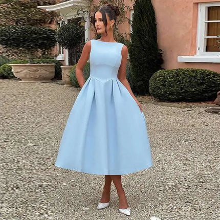Townlike Pleated Waist Wrap A-line Dress Women Elegant Midi Long 2024 Summer Dress Backless Nightclub Sexy Party Dresses by Gilded Grace