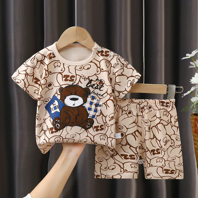 Fashion Kids Clothes Boys Girls Sets Top Shorts 2PCS 100% Cotton Soft Summer Children Baby Cloths T-shirt Shorts Toddler Suit by Gilded Grace