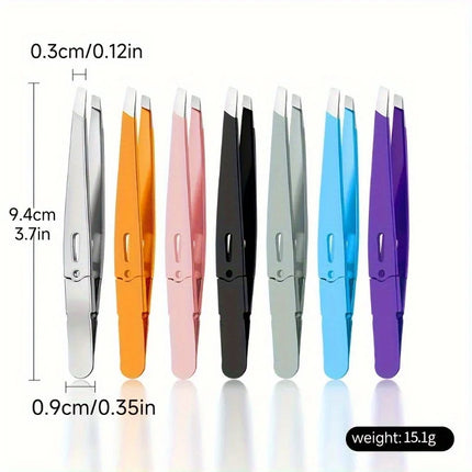 Eyebrow Tweezer Colorful Hair Beauty Fine Hairs Puller Stainless Steel Slanted Eye Brow Clips Removal Makeup Tools by Gilded Grace