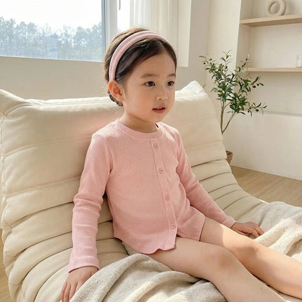 Spring New Children Solid Ribbed Tops Long Sleeve Breathable T-shirt Girls Basic Tee Kids Slim Casual Clothes by Gilded Grace