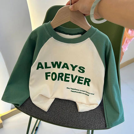 New Autumn Girls and Boys Long Sleeve T-shirt Base Shirt Letter Korean Style Children Clothing by Gilded Grace