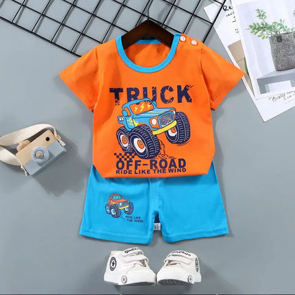 Fashion Kids Clothes Boys Girls Sets Top Shorts 2PCS 100% Cotton Soft Summer Children Baby Cloths T-shirt Shorts Toddler Suit by Gilded Grace