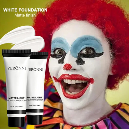 Professional White Face Foundation-Waterproof,Matte Finish,for Photography,Clown,Gothic Makeup,24H Wear,Natural Look Cosmetics by Gilded Grace