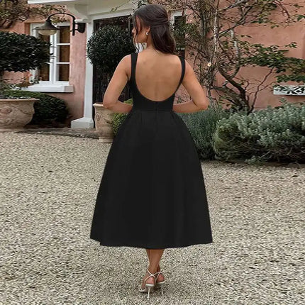 Townlike Pleated Waist Wrap A-line Dress Women Elegant Midi Long 2024 Summer Dress Backless Nightclub Sexy Party Dresses by Gilded Grace