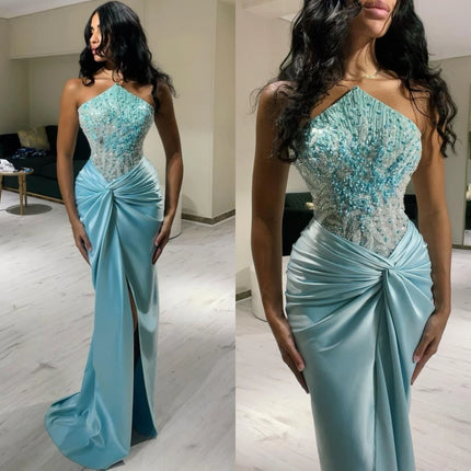 Customized Classic Modern Style Formal Evening Strapless Mermaid Beadings Bespoke Occasion Prom Dresses by Gilded Grace