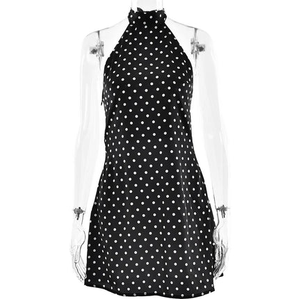 Tuularose Fashion Polka Dot Dress Vintage High Waist Sleeveless Backless Neck Lace-up Dress Sexy Party Luxury Women Dresses Y2k by Gilded Grace