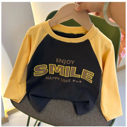 New Autumn Girls and Boys Long Sleeve T-shirt Base Shirt Letter Korean Style Children Clothing by Gilded Grace