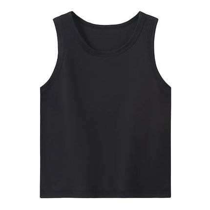 1/3/4 Pcs Children's Four Seasons Thin Solid Color Joker Vest Boy Loose And Comfortable Bottoming Shirt girl Sweet And Lovely T by Gilded Grace