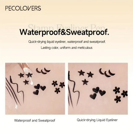 1PC 2-in-1 Waterproof Liquid Eyeliner-Quick Dry, Including Star/Love/Butterfly Patterns, Accurate Eye Makeup, Silky Application by Gilded Grace