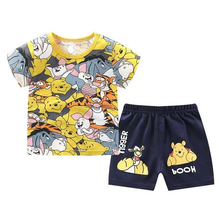 Summer T-shirt Shorts Children's Short Sleeve Set Cotton Tees Pants Tracksuits Boys And Girls Babies Clothes Casual Two Piece by Gilded Grace