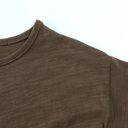 Autumn Boy Girl Baby O-neck Solid Bottoming Shirt Children Simple Casual Long Sleeves T-shirt Kid Cotton Tops Infant Unique Tees by Gilded Grace