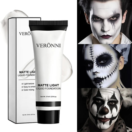Professional White Face Foundation-Waterproof,Matte Finish,for Photography,Clown,Gothic Makeup,24H Wear,Natural Look Cosmetics by Gilded Grace
