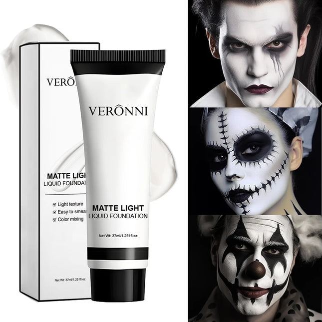 Professional White Face Foundation-Waterproof,Matte Finish,for Photography,Clown,Gothic Makeup,24H Wear,Natural Look Cosmetics by Gilded Grace